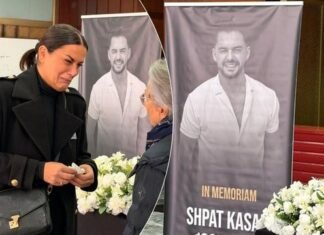 Ceremonia e homazheve për Shpat Kasapin, Big Mama shfaqet thellësisht e prekur!