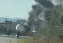 Autoboti me gaz përfshihet nga flakët në aksin Elbasan-Peqin