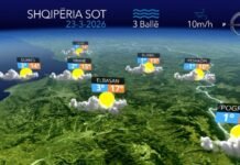 E hëna nis me mot të paqëndrueshëm, i gjithë territori nën ndikimin e reshjeve